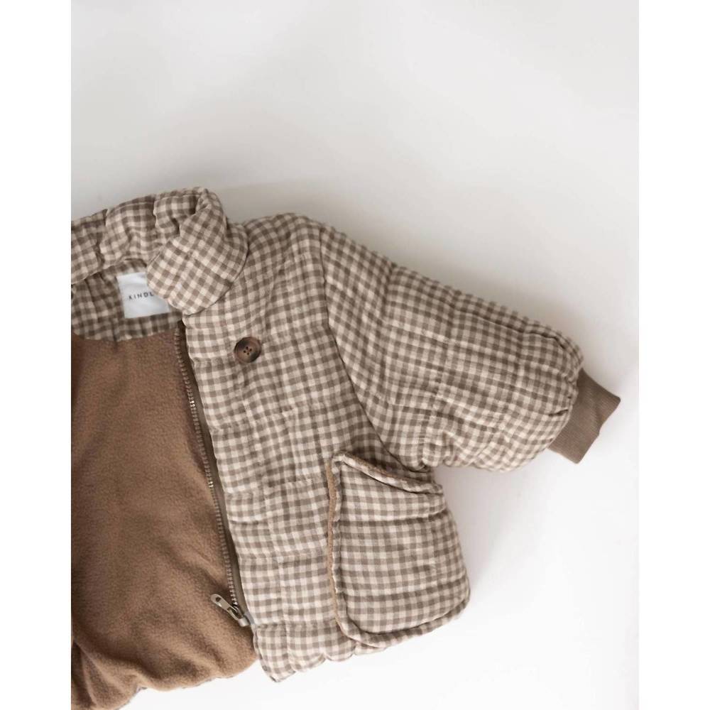 NEW KINDLY THE LABEL girls gingham spring jacket in potatoe - Picture 4 of 8